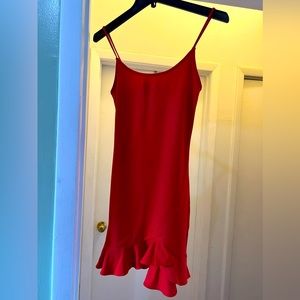 Red mini ruffle dress